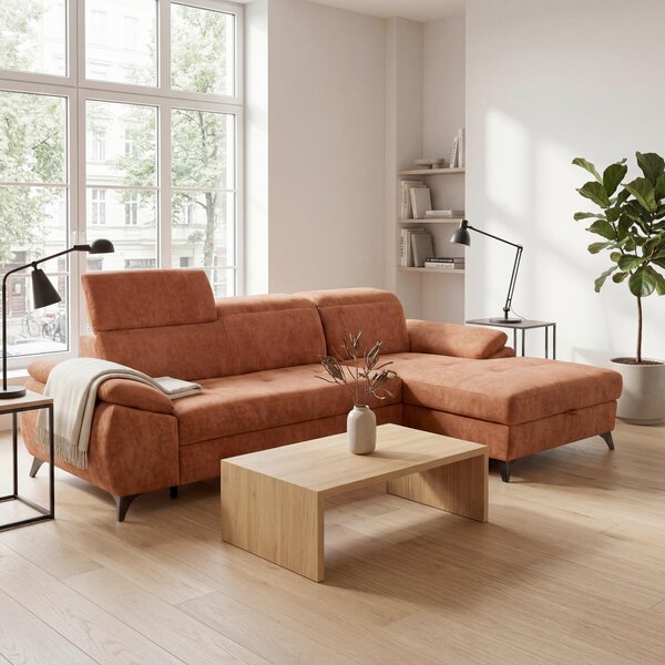 ROHOVÁ SEDAČKA, drevo, textil, kompozitné drevo, hrdzavá MID.YOU - Sedačky, Online Only