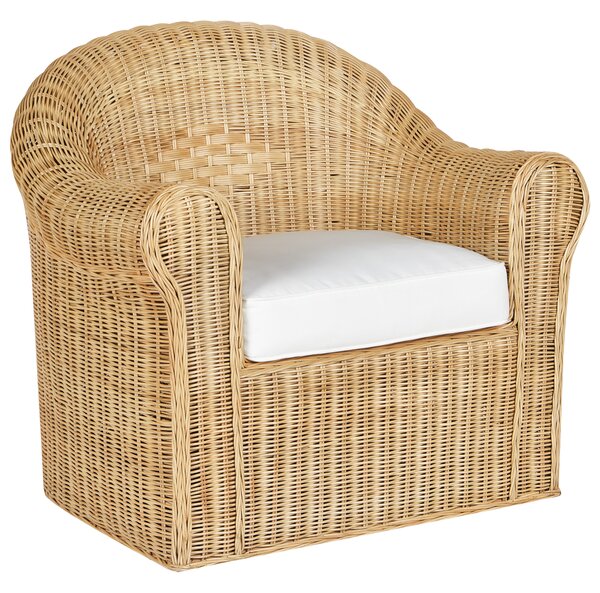 Záhradné kreslo prírodné ratan biely bavlnený sedací vankúš vonkajšie boho štýl exteriér záhrada terasa balkón