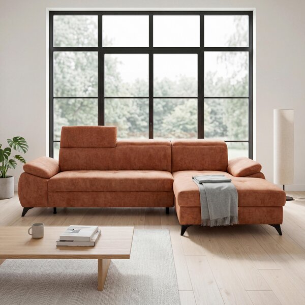 ROHOVÁ SEDAČKA, drevo, textil, kompozitné drevo, hrdzavá MID.YOU - Sedačky, Online Only