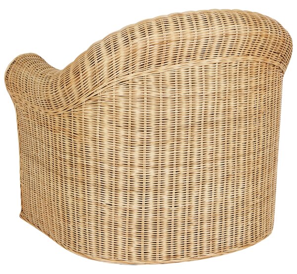 Záhradné kreslo prírodné ratan biely bavlnený sedací vankúš vonkajšie boho štýl exteriér záhrada terasa balkón