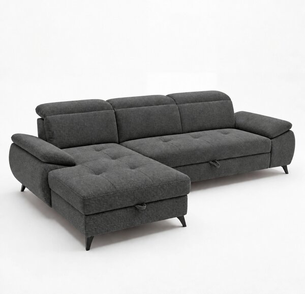 ROHOVÁ SEDAČKA, drevo, textil, kompozitné drevo, tmavosivá MID.YOU - Sedačky, Online Only