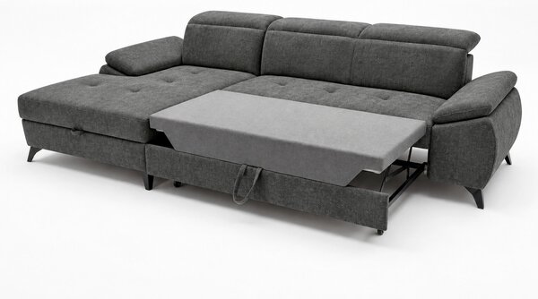 ROHOVÁ SEDAČKA, drevo, textil, kompozitné drevo, tmavosivá MID.YOU - Sedačky, Online Only