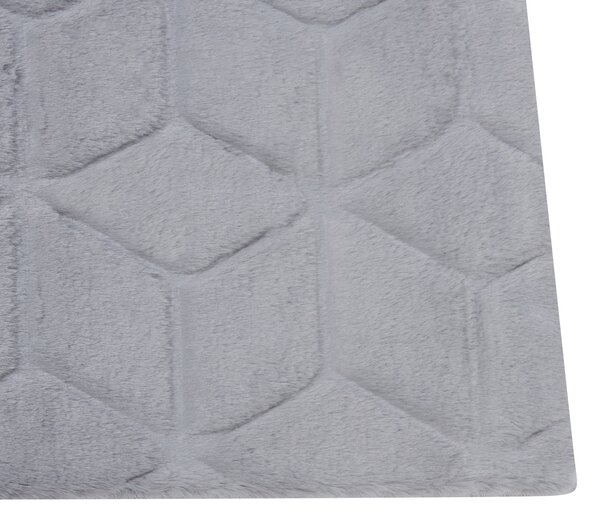 Koberec z umelej zajačej kožušiny sivý 80 x 150 cm umelá polyesterová kožušina mäkký huňatý s vysokým vlasom
