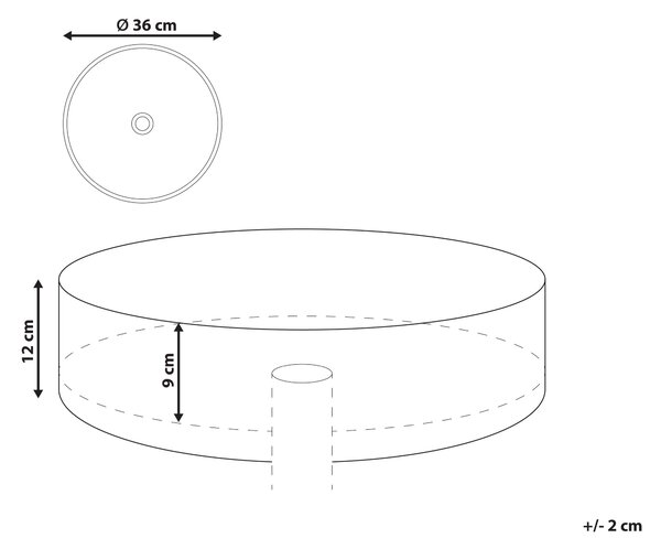 Kúpeľňové umývadlo na dosku čierne keramické okrúhle ⌀ 36 cm moderná kúpeľňa