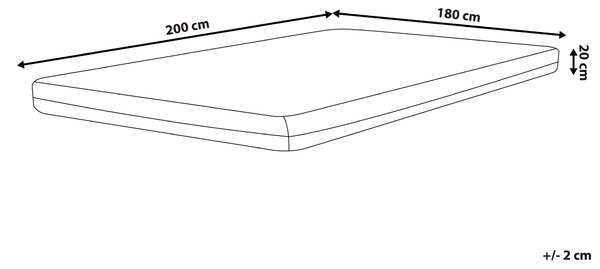 Matrac z pamäťovej peny biely 180 x 200 cm tvrdý so snímateľným poťahom na zips