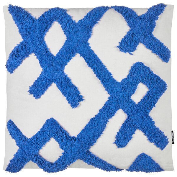 Sada 2 bavlnených dekoratívnych vankúšov modro-biela 45 x 45 cm geometrické vzory snímateľné poťahy moderné bytové doplnky