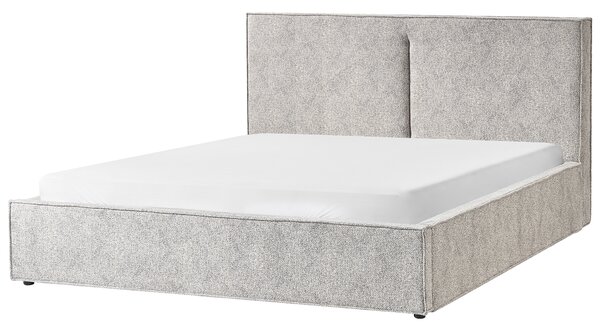 Posteľ čierna a biela čalúnená úpletový velúr 180 x 200 cm s úložným priestorom lamelový rošt moderný štýl spálňa