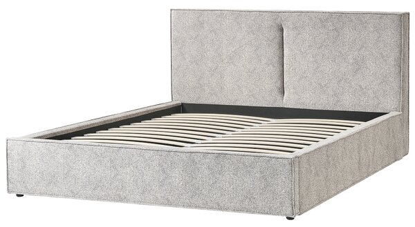 Posteľ čierna a biela čalúnená úpletový velúr 180 x 200 cm s úložným priestorom lamelový rošt moderný štýl spálňa