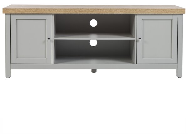 TV stolík sivý svetlé drevo drevotrieska 130 cm obývacia izba škandinávsky dizajn moderný štýl