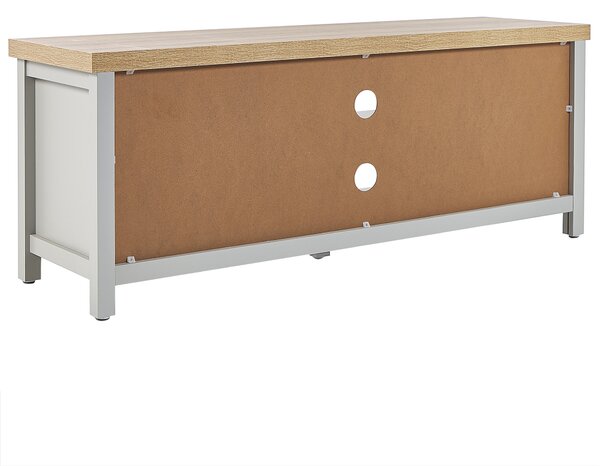 TV stolík sivý svetlé drevo drevotrieska 130 cm obývacia izba škandinávsky dizajn moderný štýl