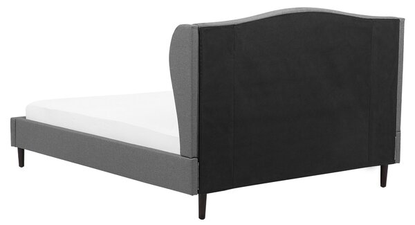 Posteľ sivá 160 x 200 cm čalúnený rám postele s čelom a roštom dvojlôžková klasický dizajn