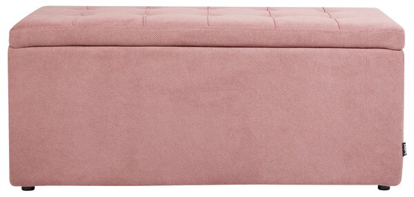 Taburet ružový 100 x 42 x 40 cm polyester čalúnená taburetka úložný priestor obývacia izba moderný štýl