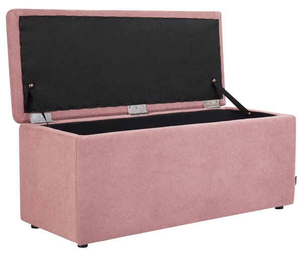 Taburet ružový 100 x 42 x 40 cm polyester čalúnená taburetka úložný priestor obývacia izba moderný štýl