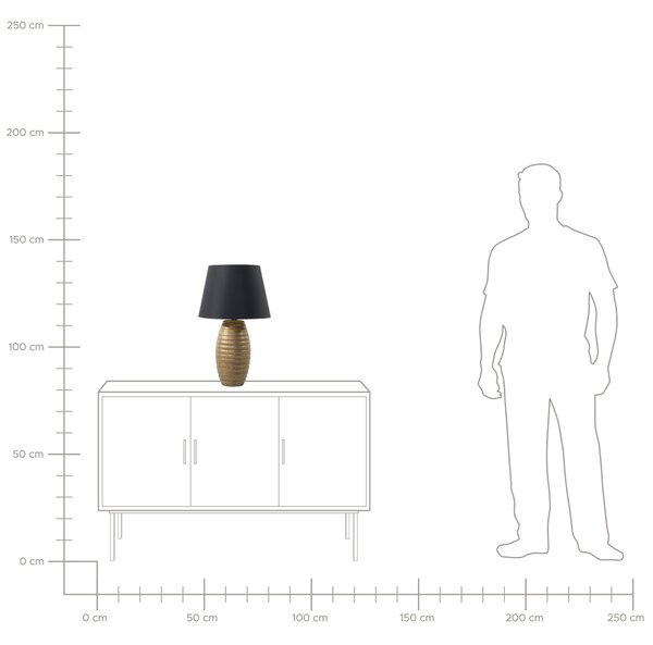 Stolná lampa so zlatým porcelánovým základom látkovým tienidlom čierny dlhý kábel s moderným vypínačom