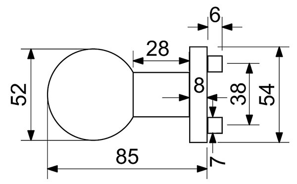Dverné gule Richter RK.KNOB.01 (N), KP guľa pevná kus, RICHTER Nerez matný