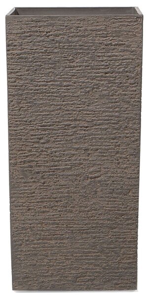 Vysoký tmavohnedý kvetináč 40 x 40 x 81 cm z kamennej zmesi hranatý črepník do interiéru a exteriéru