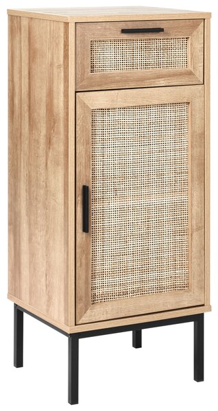 Kúpeľňová skrinka svetlé drevo drevotrieska ratanové čelo 40 x 92 cm boho dizajn