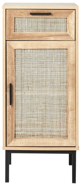 Kúpeľňová skrinka svetlé drevo drevotrieska ratanové čelo 40 x 92 cm boho dizajn