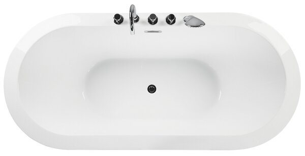 Voľne stojaca vaňa s batériou čierna sanitárny akrylát 170 x 80 cm oválna pre jednu osobu moderný miminalistický dizajn