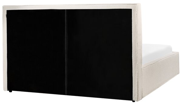 Posteľ s úložným priestorom krémová biela buklé čalúnenie 160 x 200 cm lamelový rošt moderný štýl spálňa