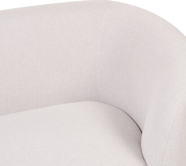 Kreslo béžové polyesterové čalúnenie čierne nohy zaoblené operadlo retro glamour art deco štýl