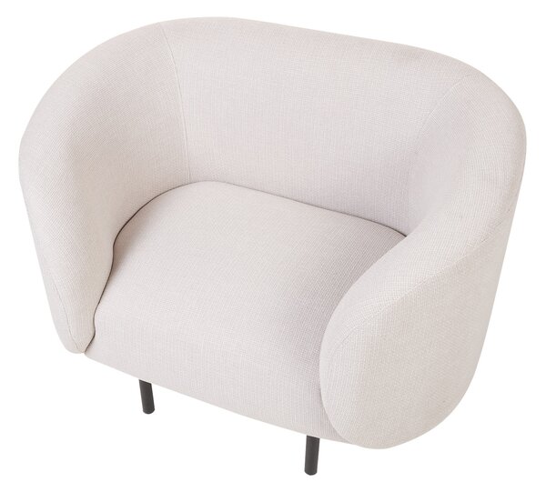 Kreslo béžové polyesterové čalúnenie čierne nohy zaoblené operadlo retro glamour art deco štýl