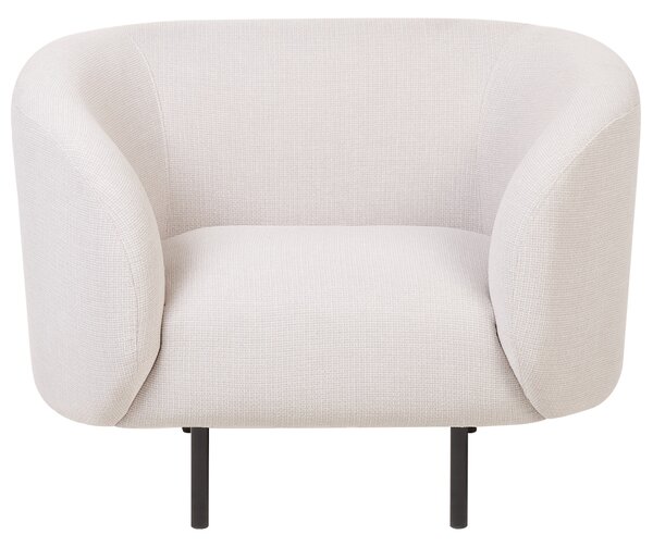 Kreslo béžové polyesterové čalúnenie čierne nohy zaoblené operadlo retro glamour art deco štýl