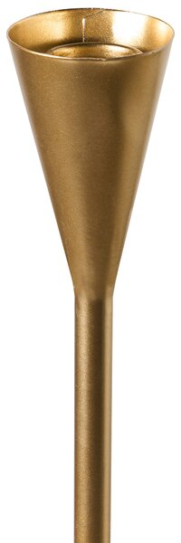 Svietnik zlatý kovový 40 cm elegantný dizajnový držiak na sviečku bytová dekorácia
