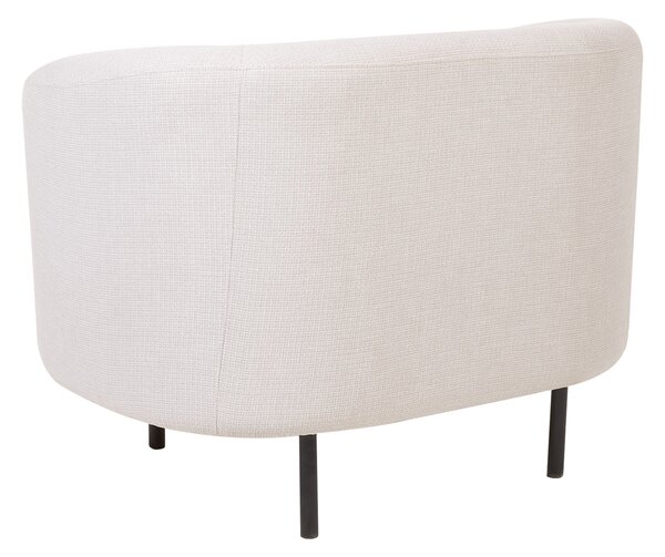 Kreslo béžové polyesterové čalúnenie čierne nohy zaoblené operadlo retro glamour art deco štýl