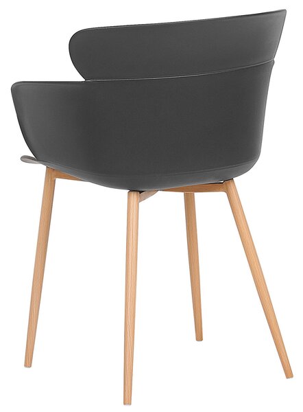 Sada 2 jedálenských stoličiek čierna syntetický materiál kovové nohy ergonomické operadlo moderný štýl kuchyňa jedáleň