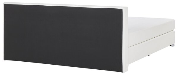 Kontinentálna posteľ biela umelá koža 180 x 200 cm vreckový pružinový matrac s čelom moderný štýl spálňa