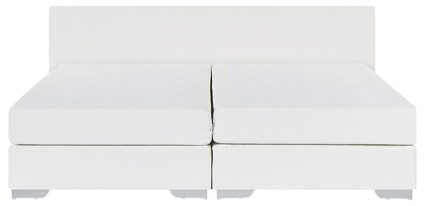 Kontinentálna posteľ biela umelá koža 180 x 200 cm vreckový pružinový matrac s čelom moderný štýl spálňa