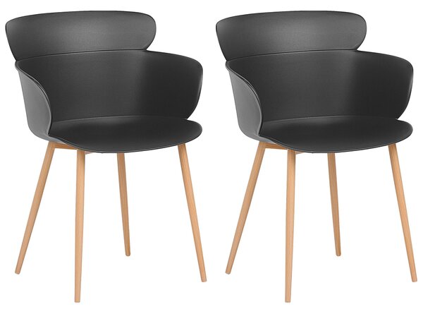 Sada 2 jedálenských stoličiek čierna syntetický materiál kovové nohy ergonomické operadlo moderný štýl kuchyňa jedáleň