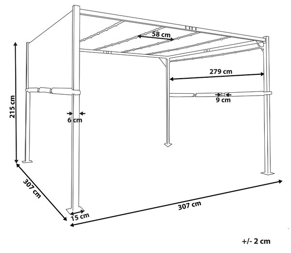Pergola hnedý polyester oceľový rám 310 x 310 cm látkové tienidlo solárne LED svetlá záhradný prístrešok