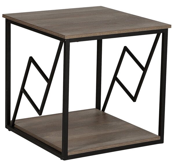 Odkladací stolík tmavé drevo čierny kovový rám štvorcový 56 x 56 cm industriálny štýl minimalistický