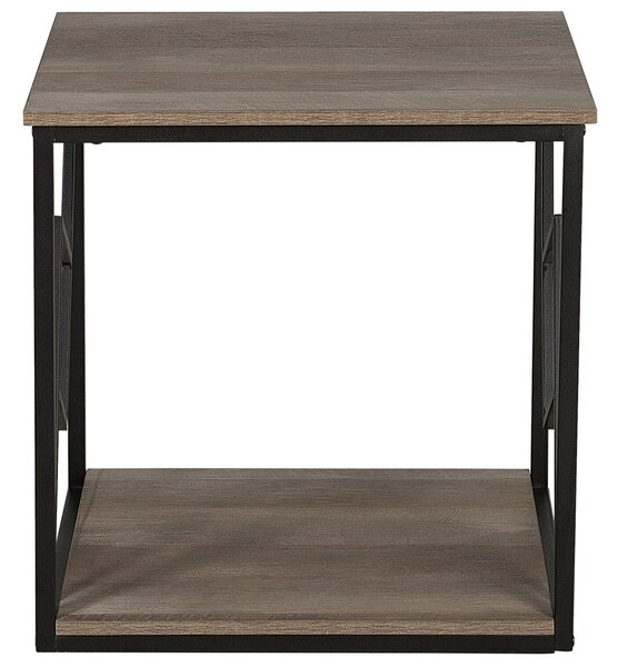 Odkladací stolík tmavé drevo čierny kovový rám štvorcový 56 x 56 cm industriálny štýl minimalistický