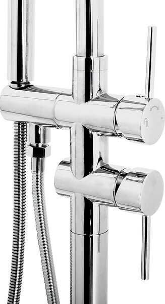 Kúpeľňová vaňová batéria 118 cm strieborná voľne stojaca s ručnou sprchou moderná