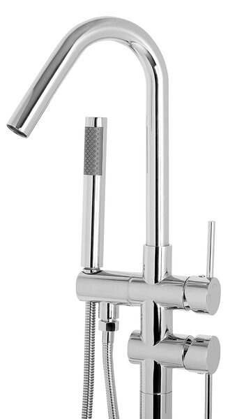 Kúpeľňová vaňová batéria 118 cm strieborná voľne stojaca s ručnou sprchou moderná