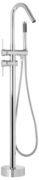 Kúpeľňová vaňová batéria 118 cm strieborná voľne stojaca s ručnou sprchou moderná