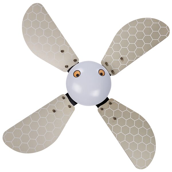 Stropný ventilátor so svetlom v tvare včielky pre deti s retiazkou a 4 lopatkami nastavenie rýchlosti moderný dizajn