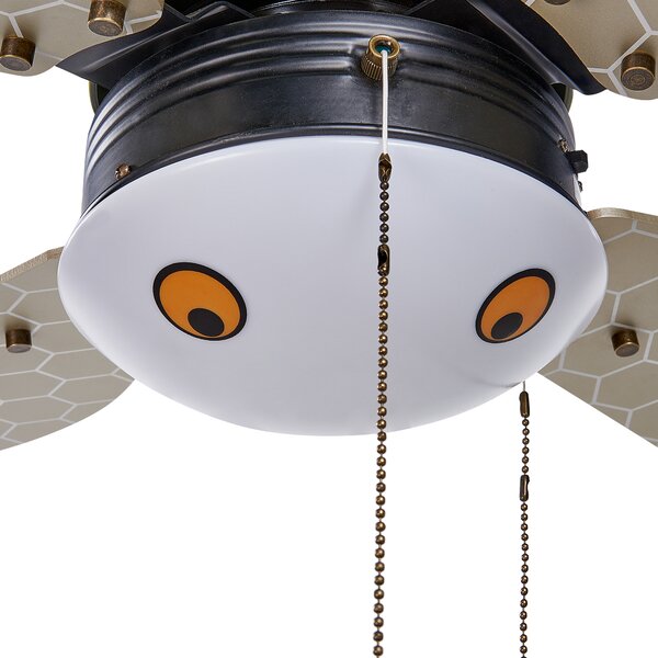 Stropný ventilátor so svetlom v tvare včielky pre deti s retiazkou a 4 lopatkami nastavenie rýchlosti moderný dizajn