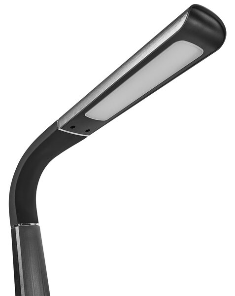 Stolná LED lampa čierna syntetický materiál 3 režimy teploty svetla plynulý stmievač USB port nastaviteľné tienidlo moderná kancelária