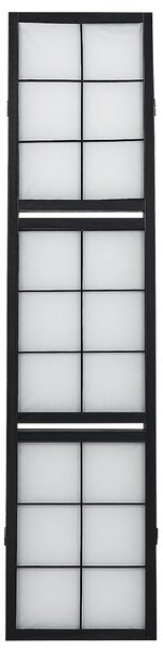 Paraván čierny borovicové drevo syntetický materiál 4 panely skladací predel obývacia izba spálňa tradičný dizajn