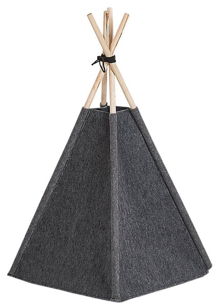 Pelech pre psy a mačky tmavosivý filcový 35 x 40 cm v tvare stanu teepee s podložkou