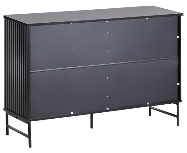 Komoda so 4 dvierkami čierna MDF minimalistický dizajn moderný úložný nábytok obývacia izba spálňa