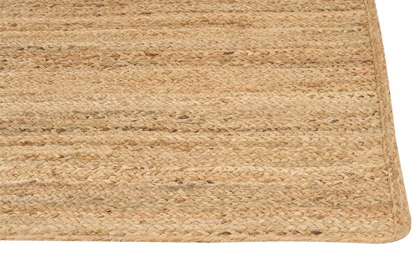 Koberec béžový jutový 300 x 400 cm pletený ručne vyrobený s vyrezávaným vzorom prírodný boho štýl textil