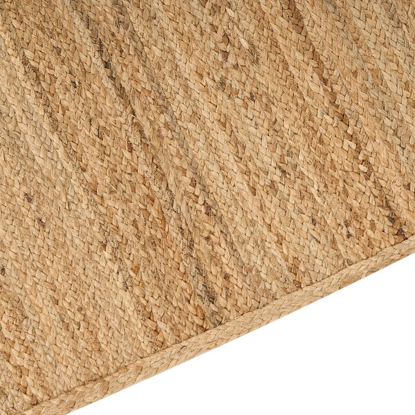 Koberec béžový jutový 300 x 400 cm pletený ručne vyrobený s vyrezávaným vzorom prírodný boho štýl textil