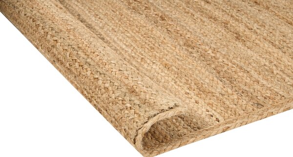 Koberec béžový jutový 300 x 400 cm pletený ručne vyrobený s vyrezávaným vzorom prírodný boho štýl textil