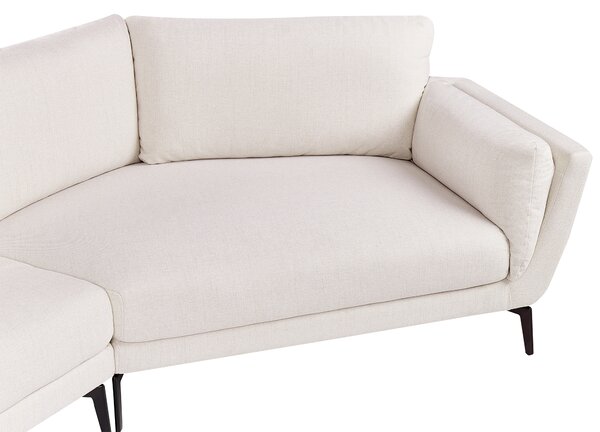 Pohovka svetlobéžová polyester látkové čalúnenie 3-miestna oblúkové sedadlo moderný minimalistický štýl obývacia izba