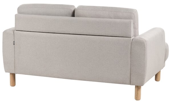 Pohovka sivobéžová látkové čalúnenie 2-miestna drevené nohy minimalistický retro štýl obývacia izba